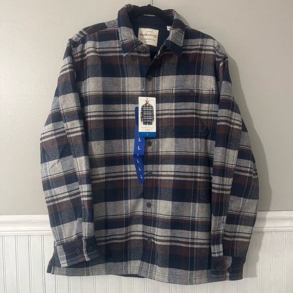 Weatherproof Vintage Men's Fleece Lined Plaid Flannel Jacket, Blue, L - Picture 1 of 9